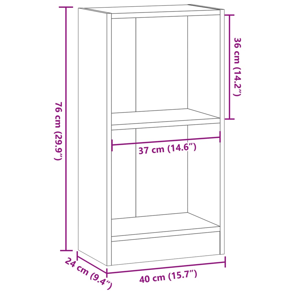 Bibliothèque chêne fumé 40x24x76 cm bois d'ingénierie - XIOS