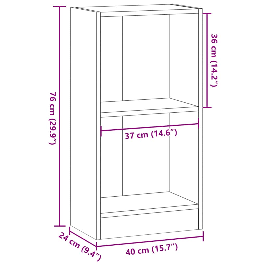 Bibliothèque sonoma gris 40x24x76 cm bois d'ingénierie - XIOS