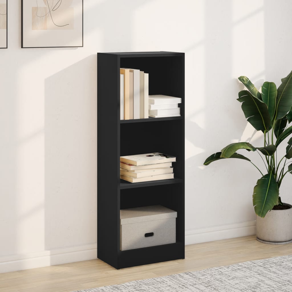 Bibliothèque noir 40x24x109 cm bois d'ingénierie - XIOS