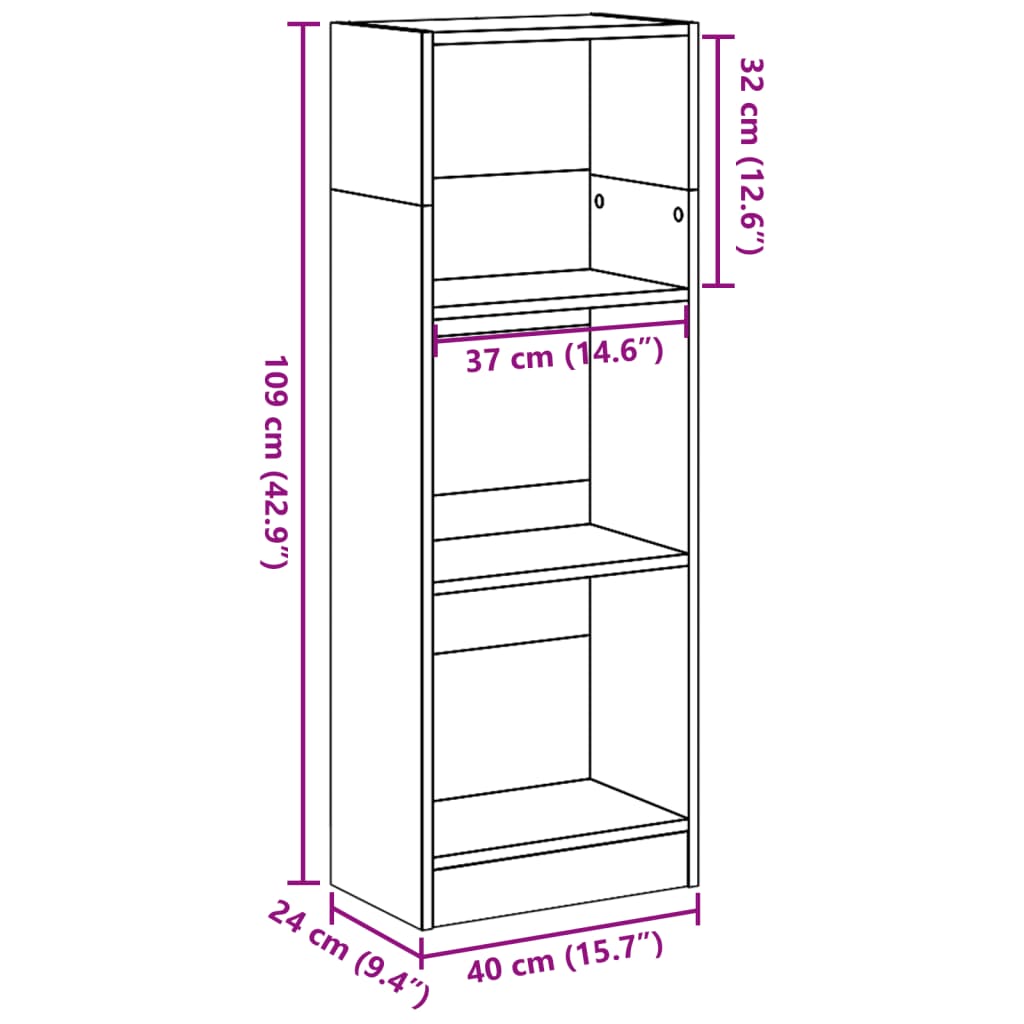 Bibliothèque gris béton 40x24x109 cm bois d'ingénierie - XIOS