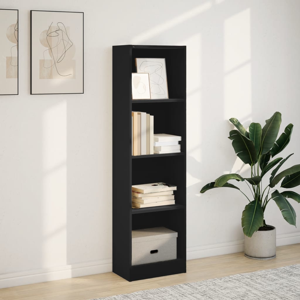 Bibliothèque noir 40x24x143 cm bois d'ingénierie - XIOS