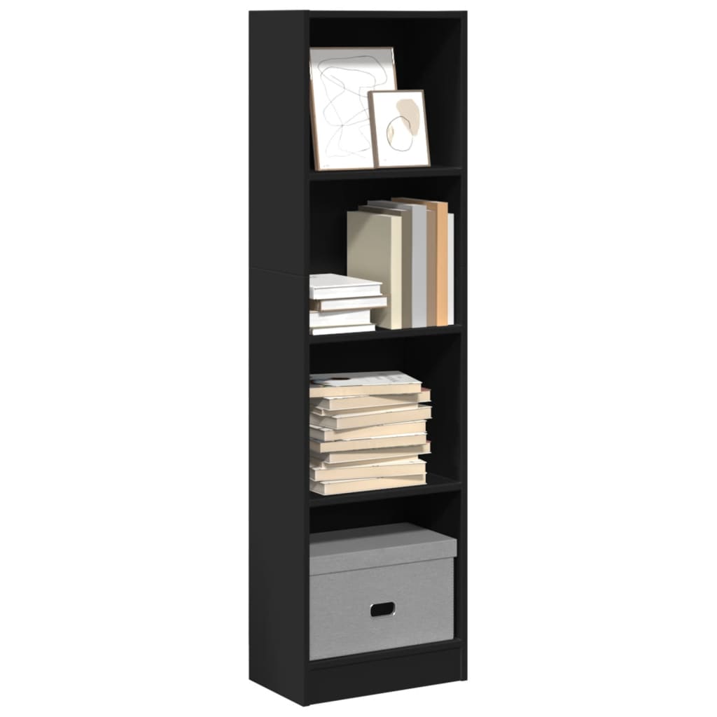 Bibliothèque noir 40x24x143 cm bois d'ingénierie - XIOS