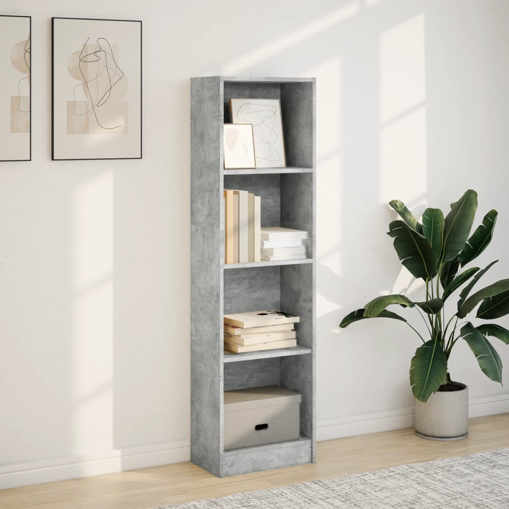 Bibliothèque gris béton 40x24x143 cm bois d'ingénierie - XIOS