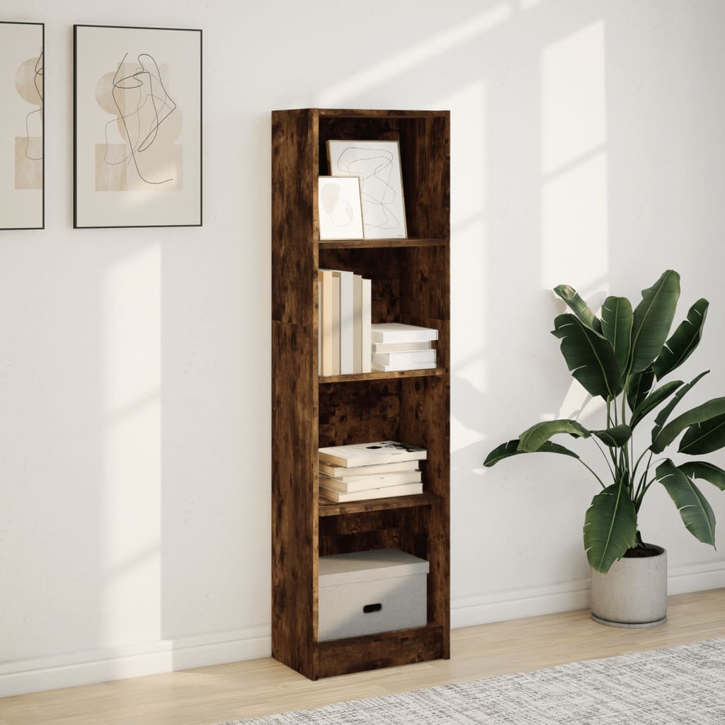 Bibliothèque chêne fumé 40x24x143 cm bois d'ingénierie - XIOS