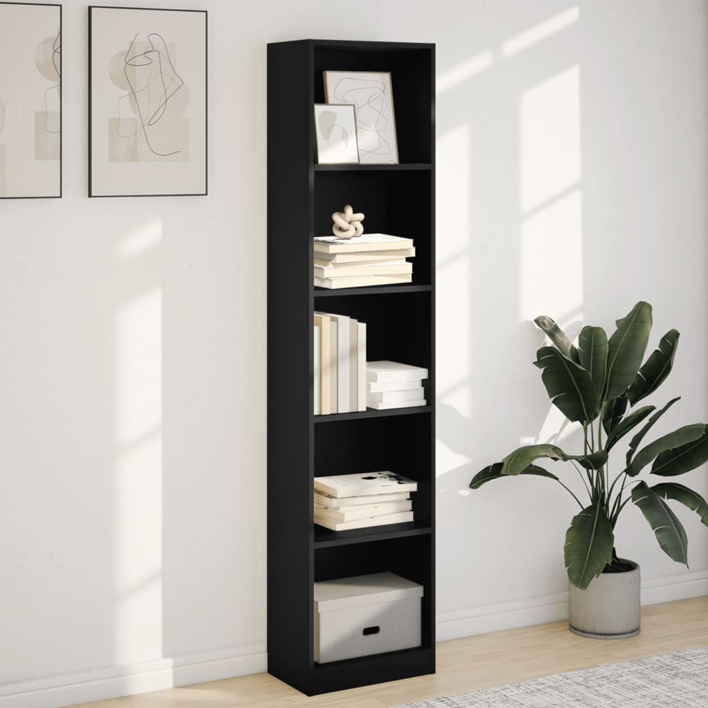 Bibliothèque noir 40x24x176 cm bois d'ingénierie - XIOS