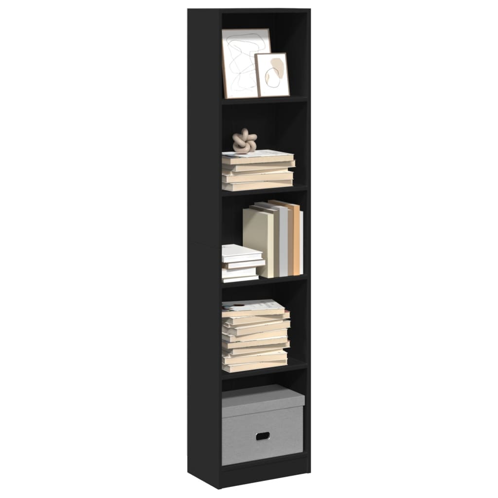 Bibliothèque noir 40x24x176 cm bois d'ingénierie - XIOS
