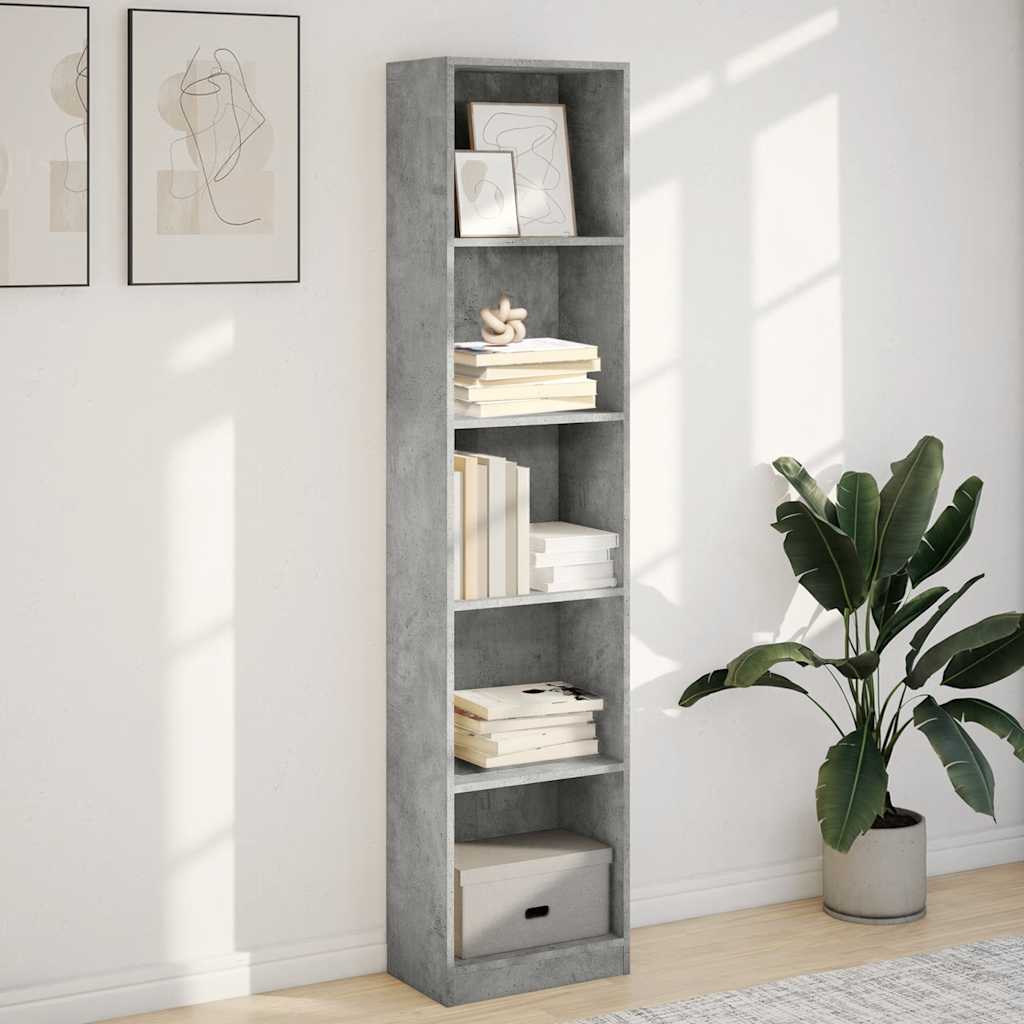 Bibliothèque gris béton 40x24x176 cm bois d'ingénierie - XIOS