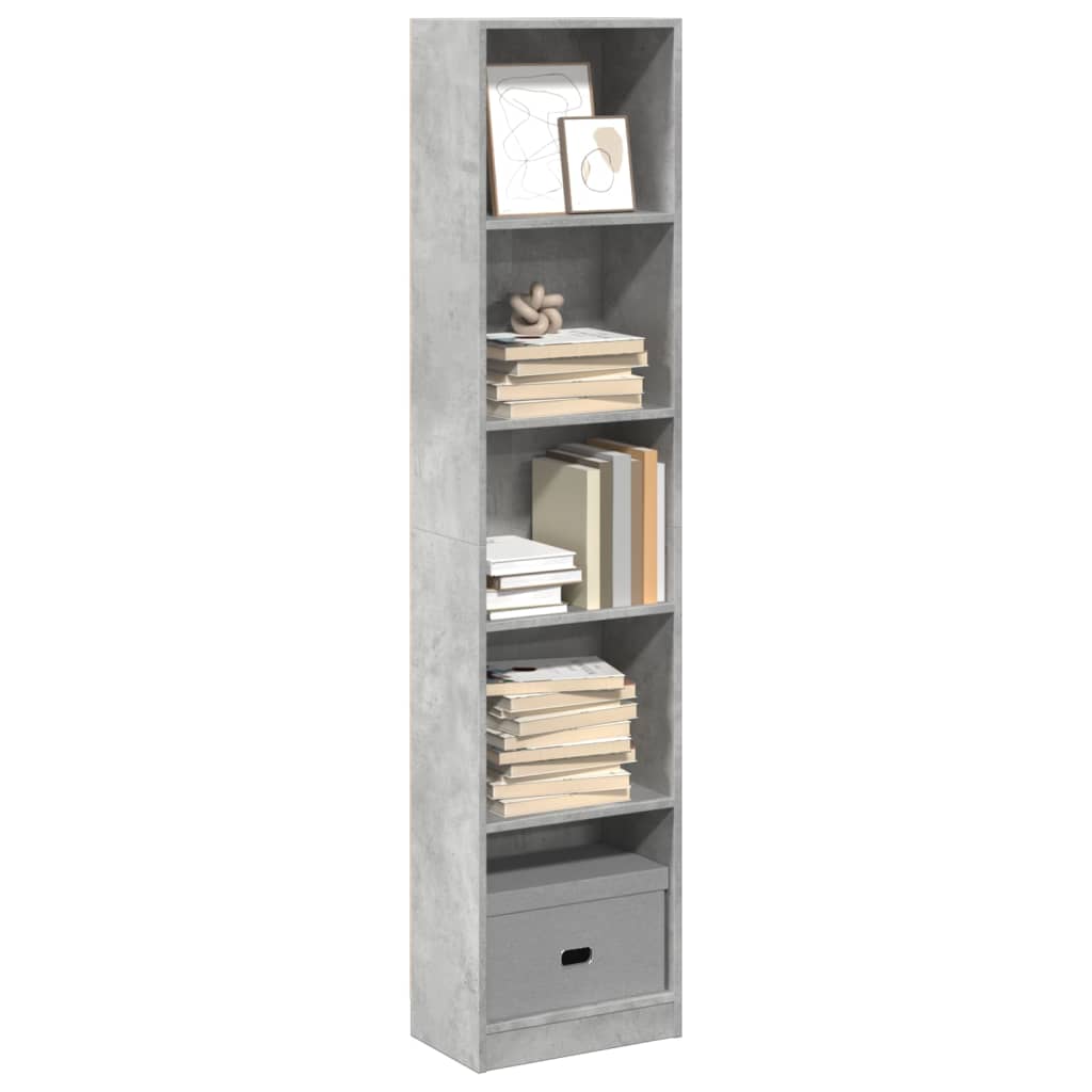 Bibliothèque gris béton 40x24x176 cm bois d'ingénierie - XIOS