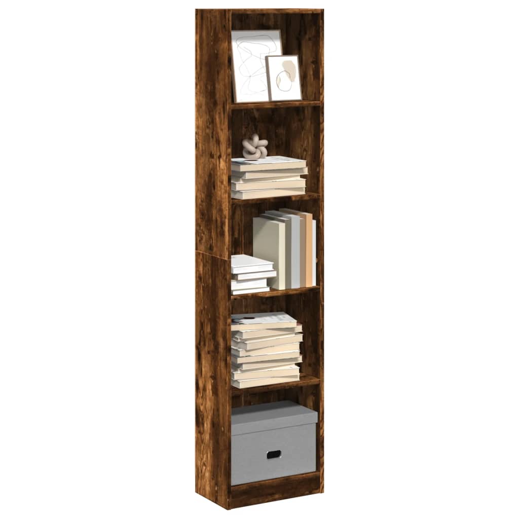 Bibliothèque chêne fumé 40x24x176 cm bois d'ingénierie - XIOS