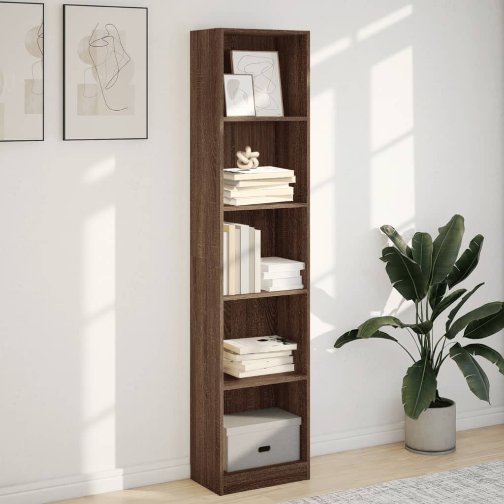 Bibliothèque chêne marron 40x24x176 cm bois d'ingénierie - XIOS