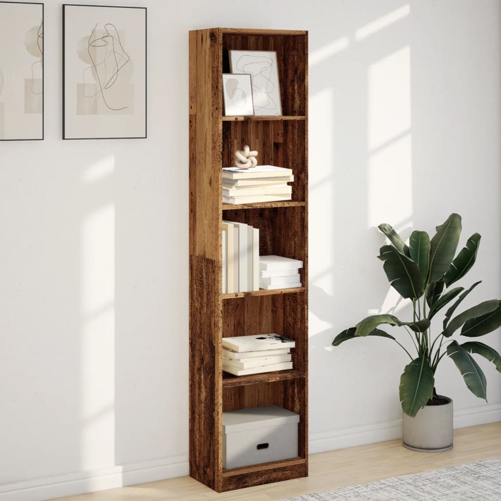 Bibliothèque vieux bois 40x24x176 cm bois d'ingénierie - XIOS
