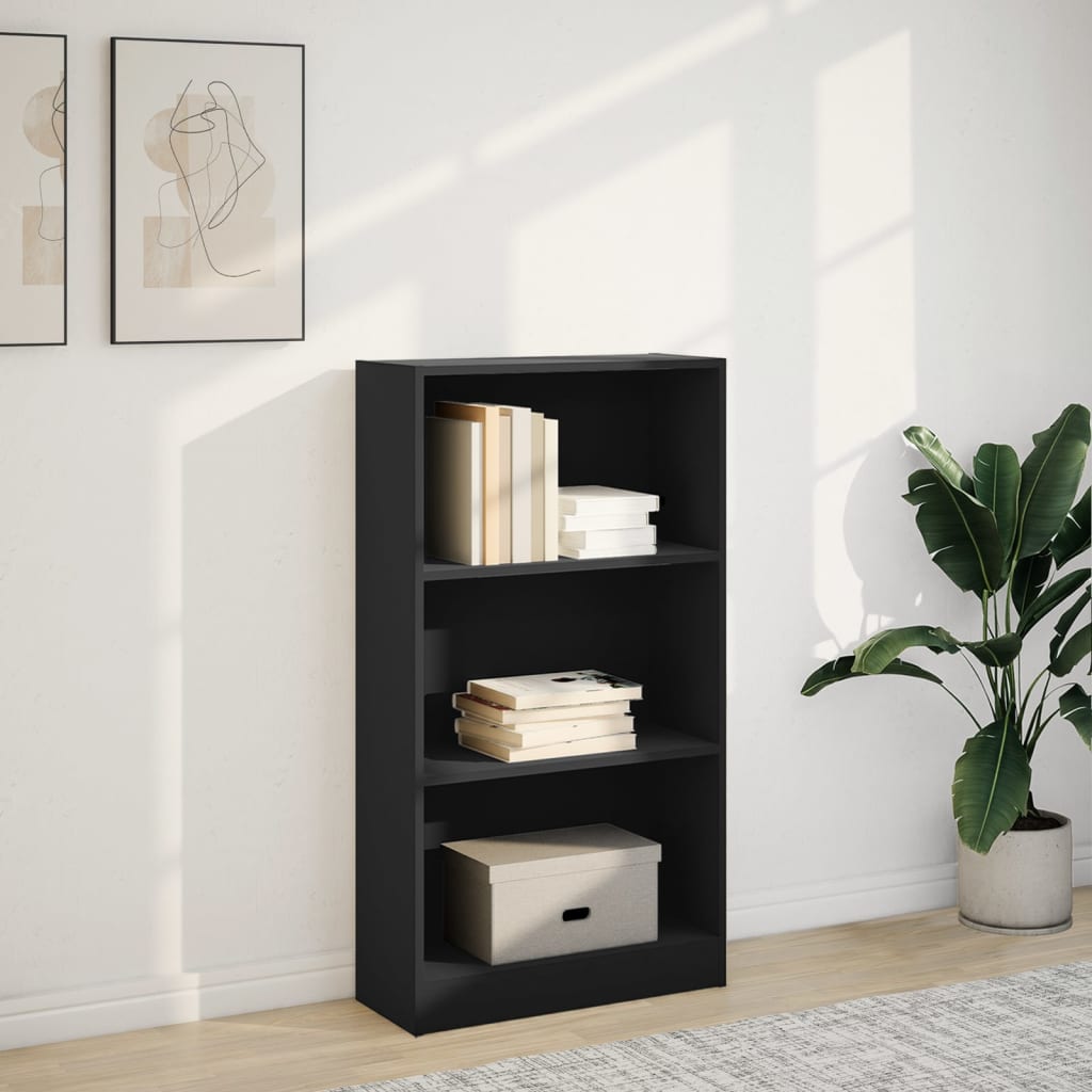 Bibliothèque noir 60x24x109 cm bois d'ingénierie - XIOS