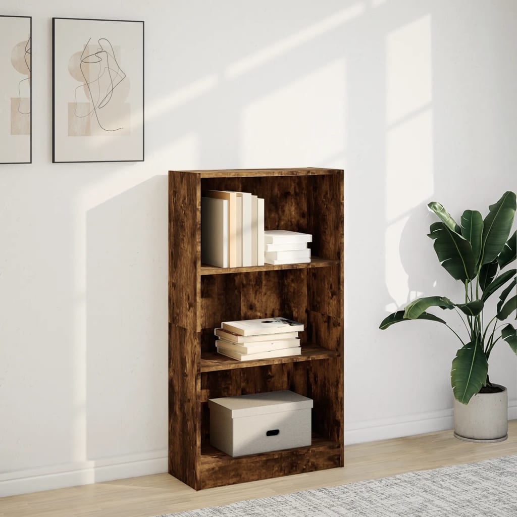 Bibliothèque chêne fumé 60x24x109 cm bois d'ingénierie - XIOS