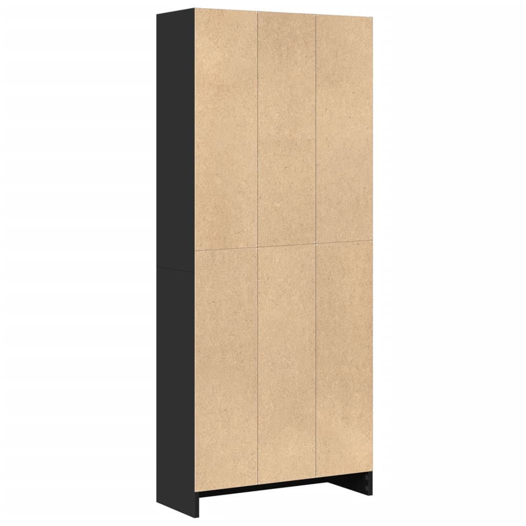 Bibliothèque noir 60x24x143 cm bois d'ingénierie - XIOS