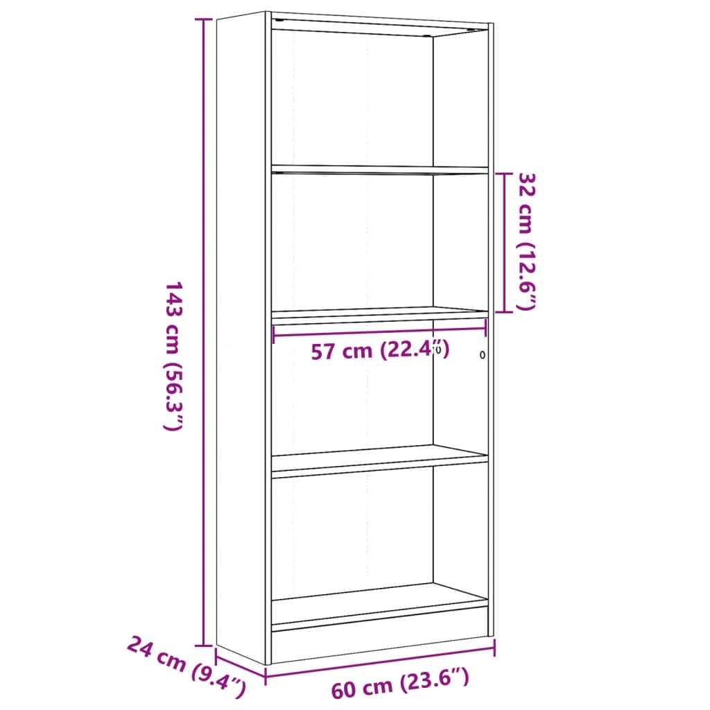 Bibliothèque chêne sonoma 60x24x143 cm bois d'ingénierie - XIOS