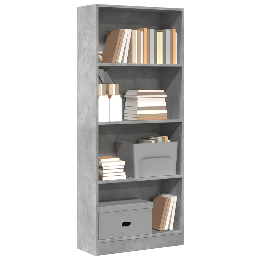 Bibliothèque gris béton 60x24x143 cm bois d'ingénierie - XIOS