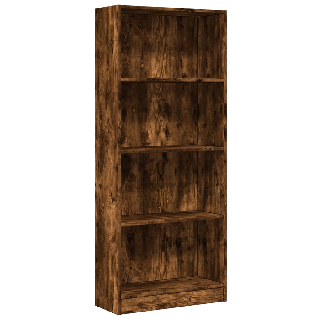 Bibliothèque chêne fumé 60x24x143 cm bois d'ingénierie - XIOS