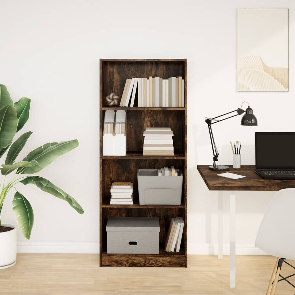 Bibliothèque chêne fumé 60x24x143 cm bois d'ingénierie - XIOS