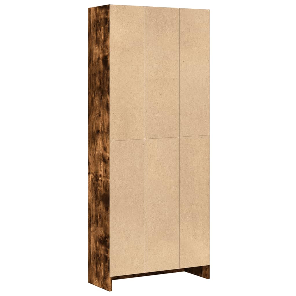 Bibliothèque chêne fumé 60x24x143 cm bois d'ingénierie - XIOS