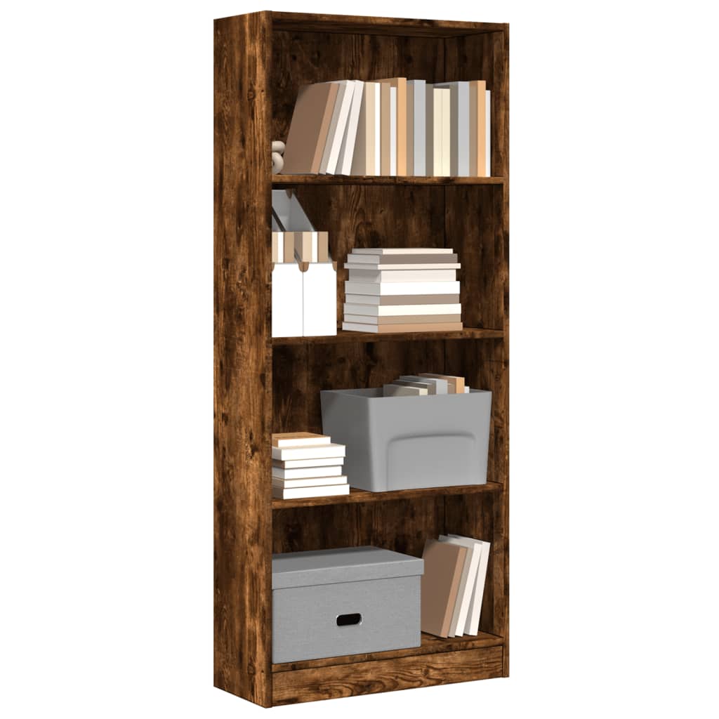 Bibliothèque chêne fumé 60x24x143 cm bois d'ingénierie - XIOS