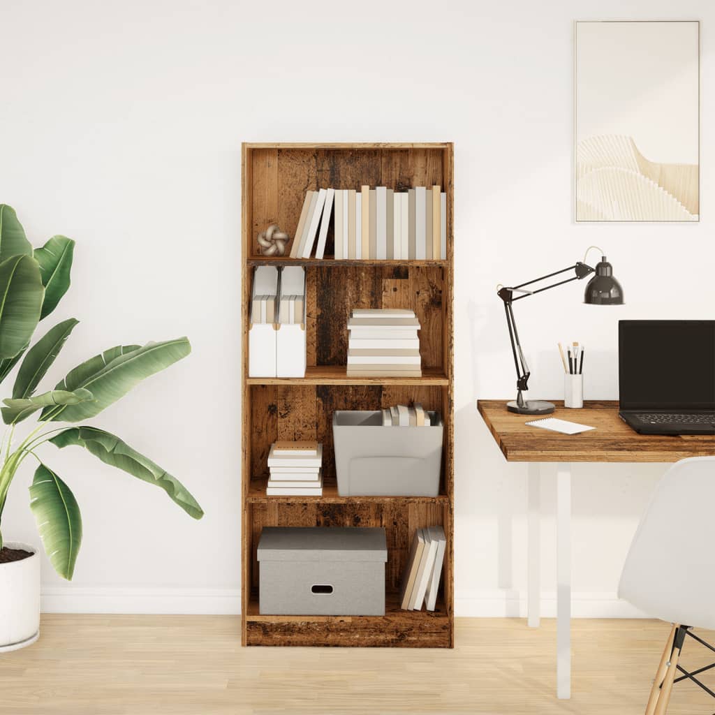 Bibliothèque vieux bois 60x24x143 cm bois d'ingénierie - XIOS