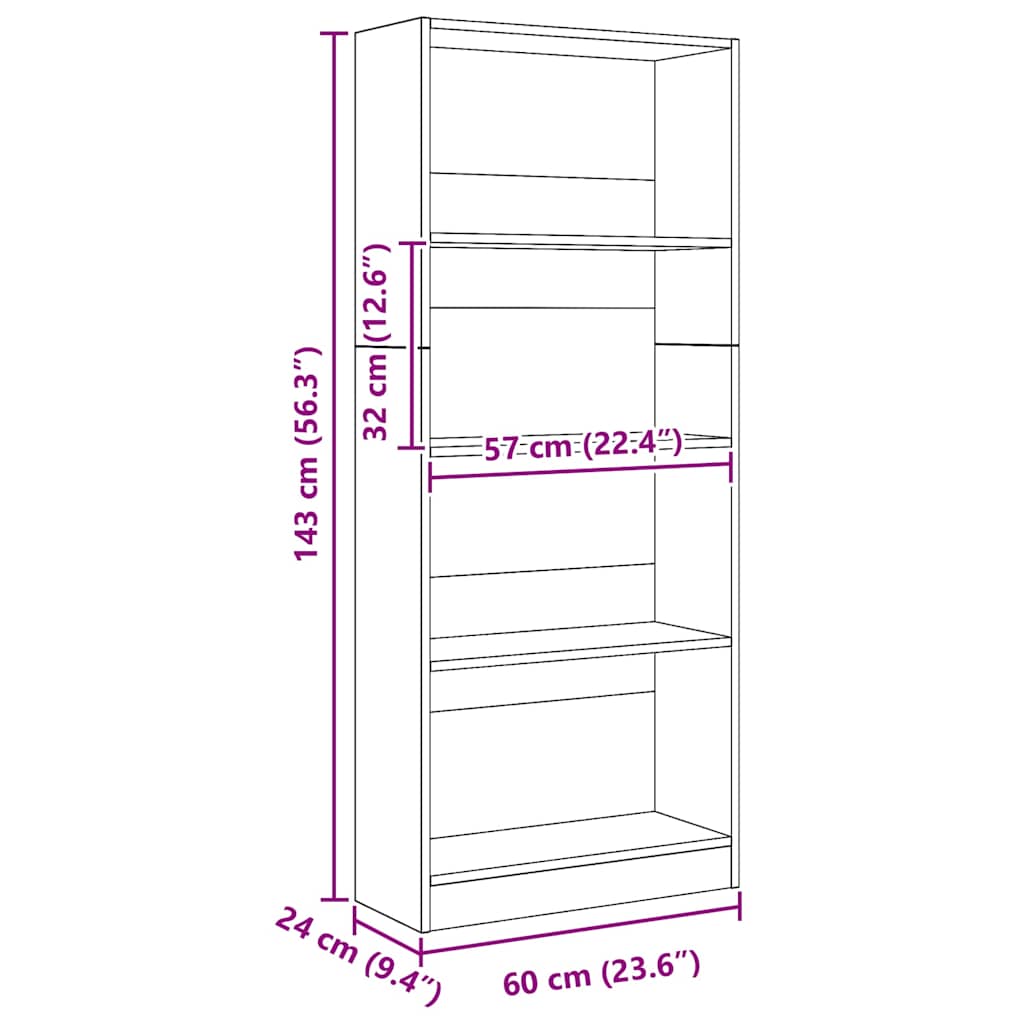 Bibliothèque chêne artisanal 60x24x143 cm bois d'ingénierie - XIOS