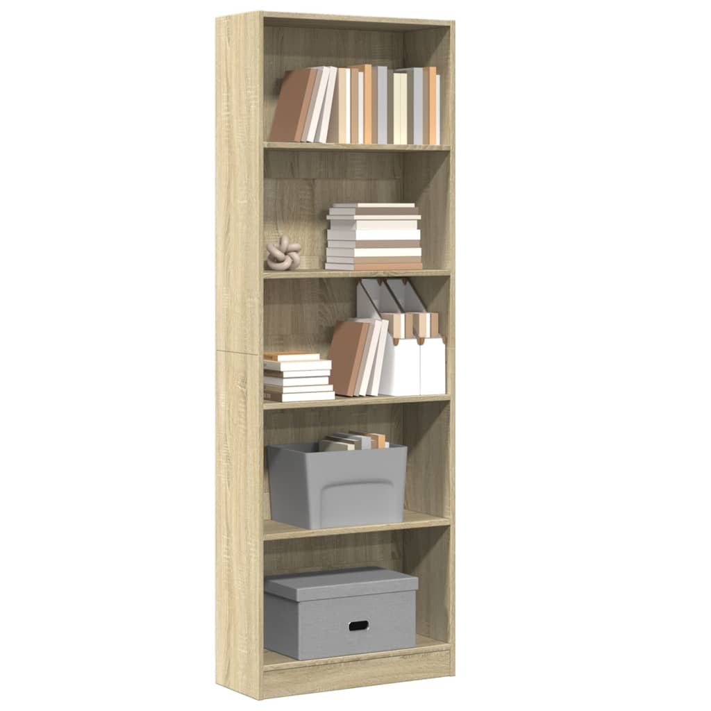 Bibliothèque chêne sonoma 60x24x176 cm bois d'ingénierie - XIOS