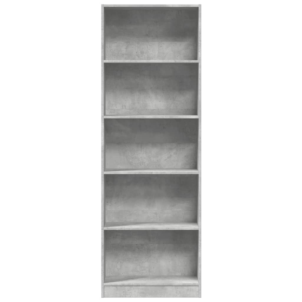 Bibliothèque gris béton 60x24x176 cm bois d'ingénierie - XIOS