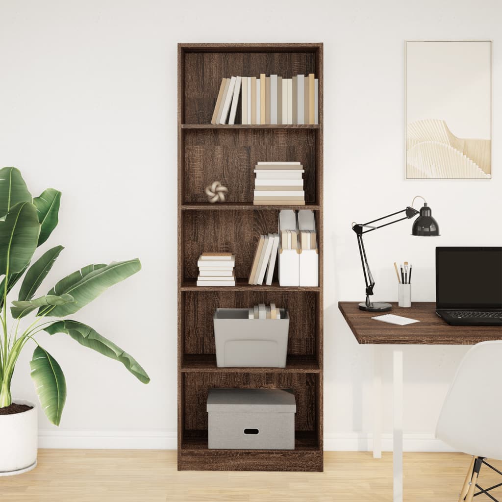 Bibliothèque chêne marron 60x24x176 cm bois d'ingénierie - XIOS