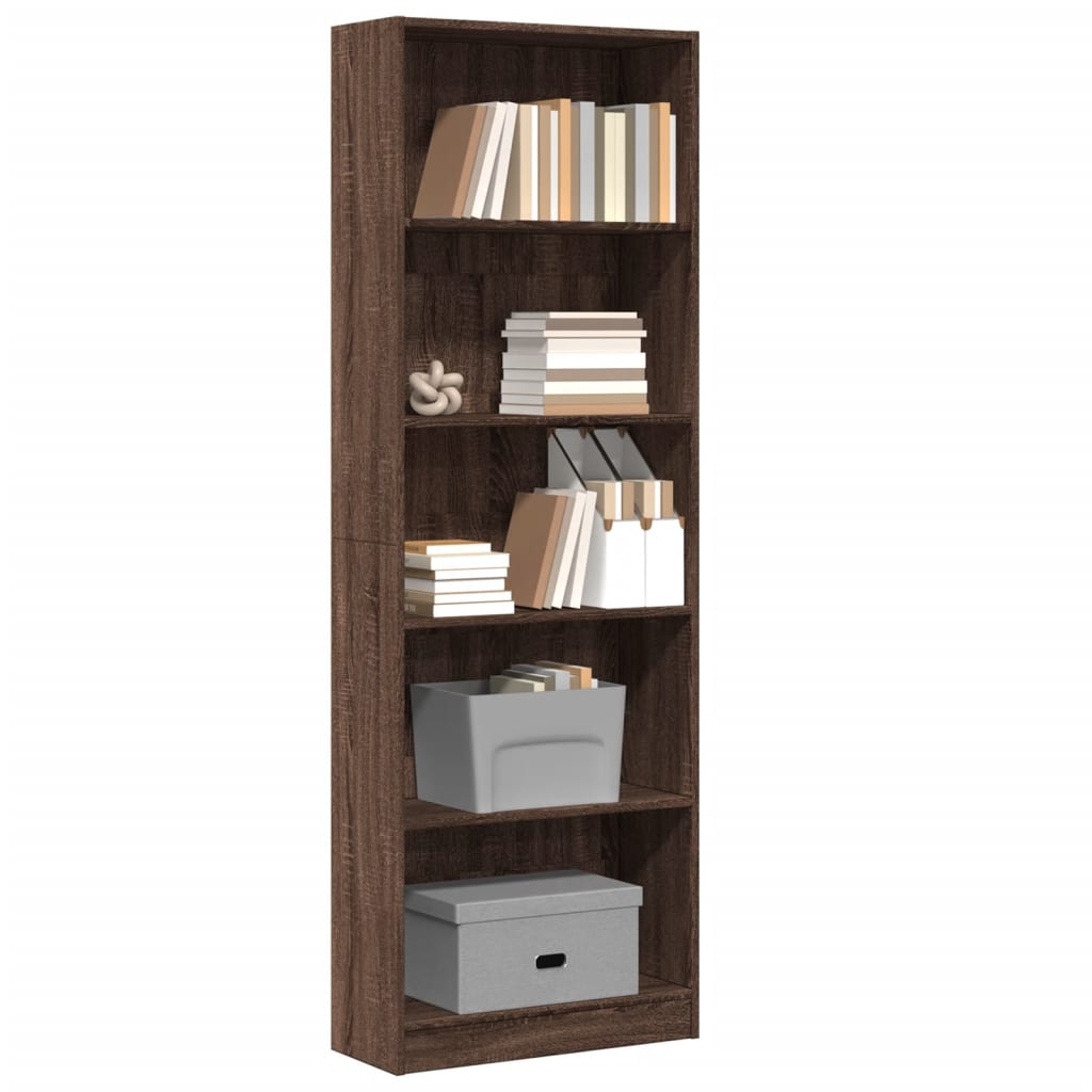 Bibliothèque chêne marron 60x24x176 cm bois d'ingénierie - XIOS