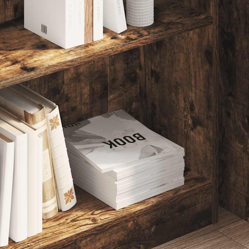 Bibliothèque chêne fumé 80x24x76 cm bois d'ingénierie - XIOS