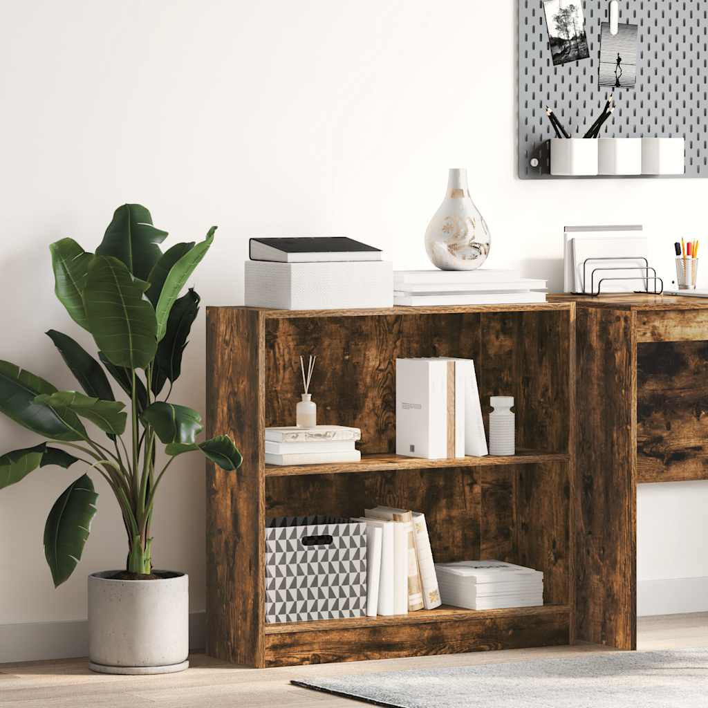 Bibliothèque chêne fumé 80x24x76 cm bois d'ingénierie - XIOS