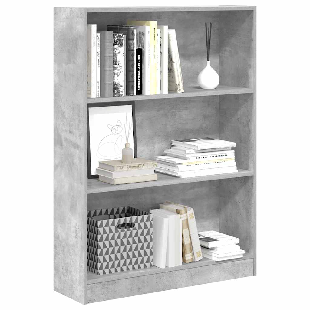 Bibliothèque gris béton 80x24x109 cm bois d'ingénierie - XIOS