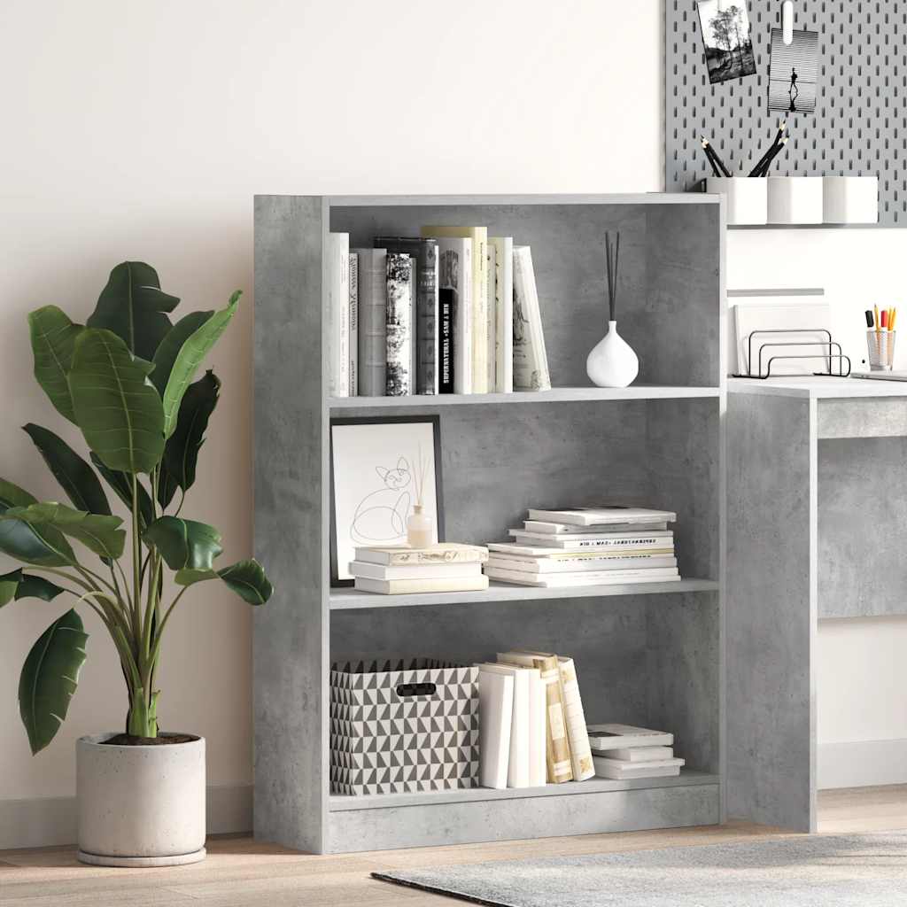 Bibliothèque gris béton 80x24x109 cm bois d'ingénierie - XIOS