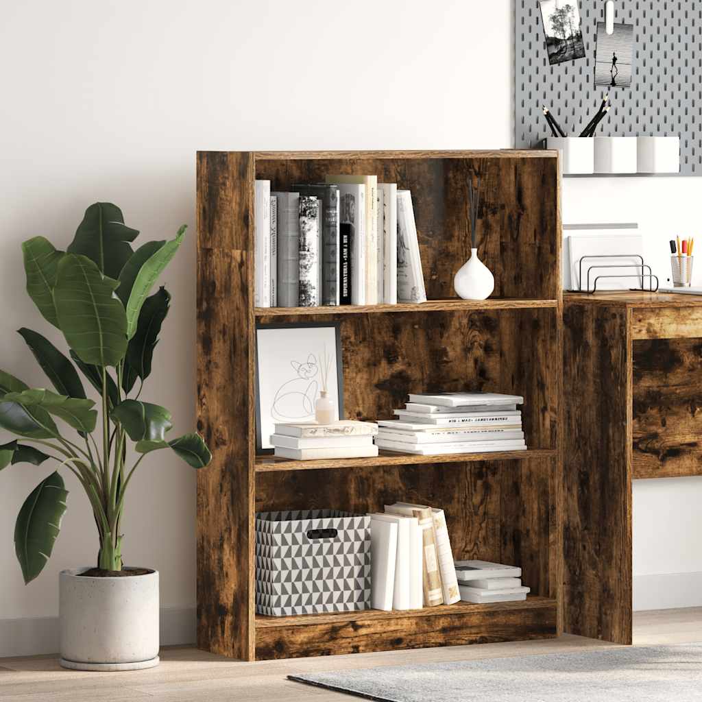 Bibliothèque chêne fumé 80x24x109 cm bois d'ingénierie - XIOS