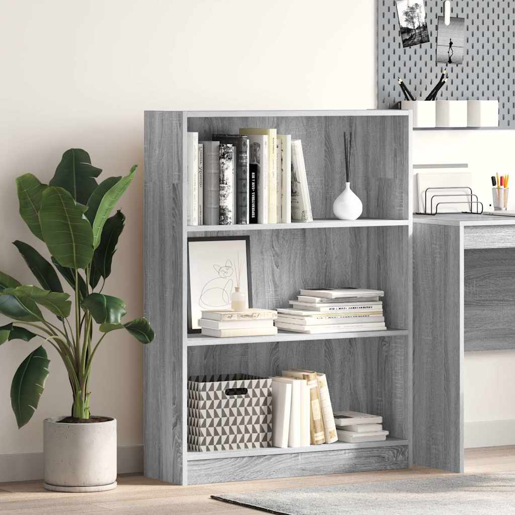 Bibliothèque sonoma gris 80x24x109 cm bois d'ingénierie - XIOS