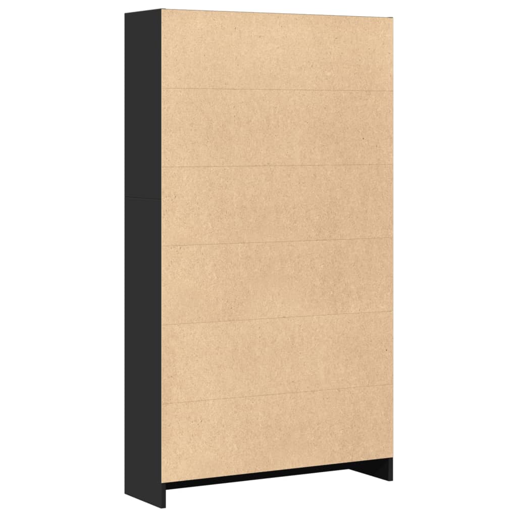 Bibliothèque noir 80x24x143 cm bois d'ingénierie - XIOS