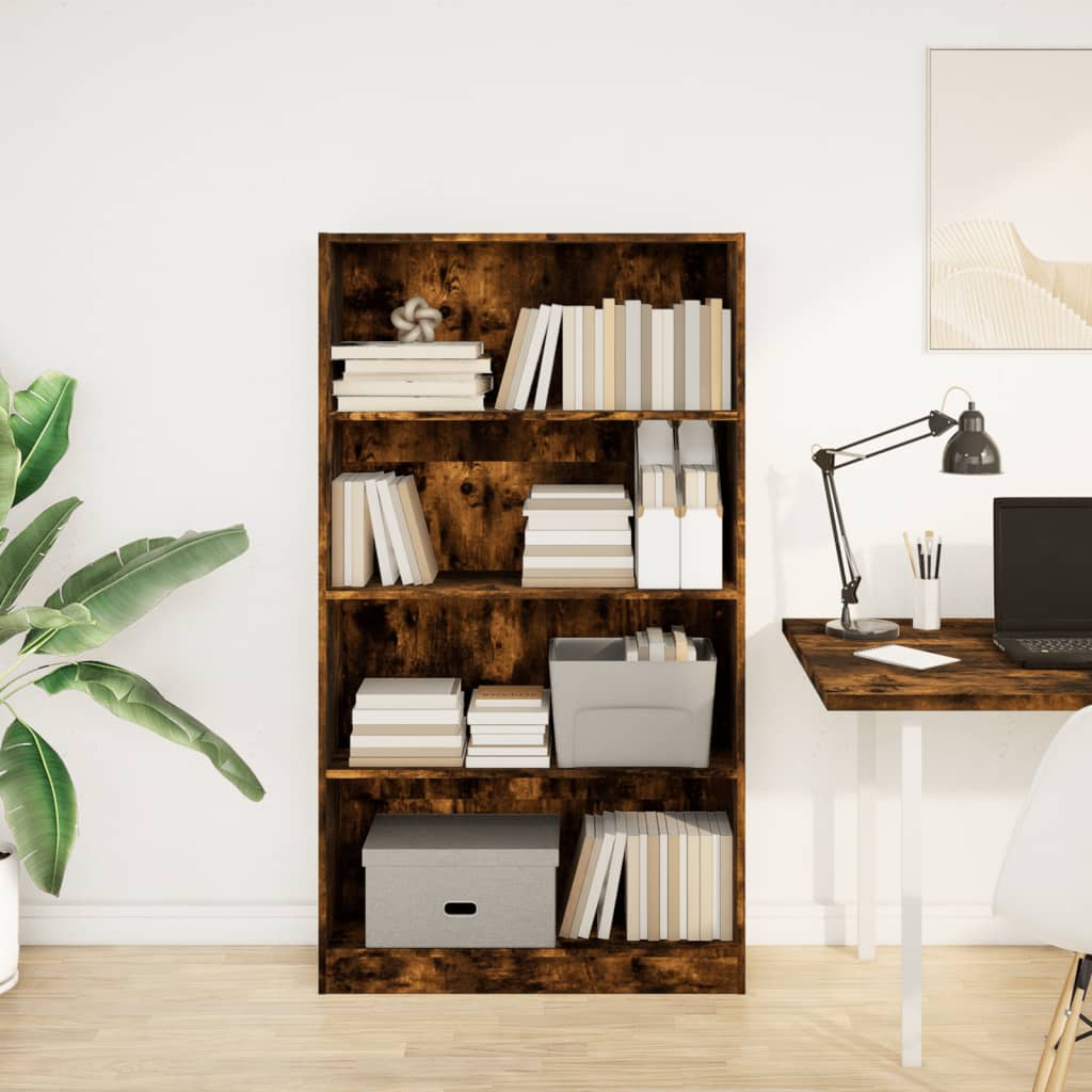 Bibliothèque chêne fumé 80x24x143 cm bois d'ingénierie - XIOS