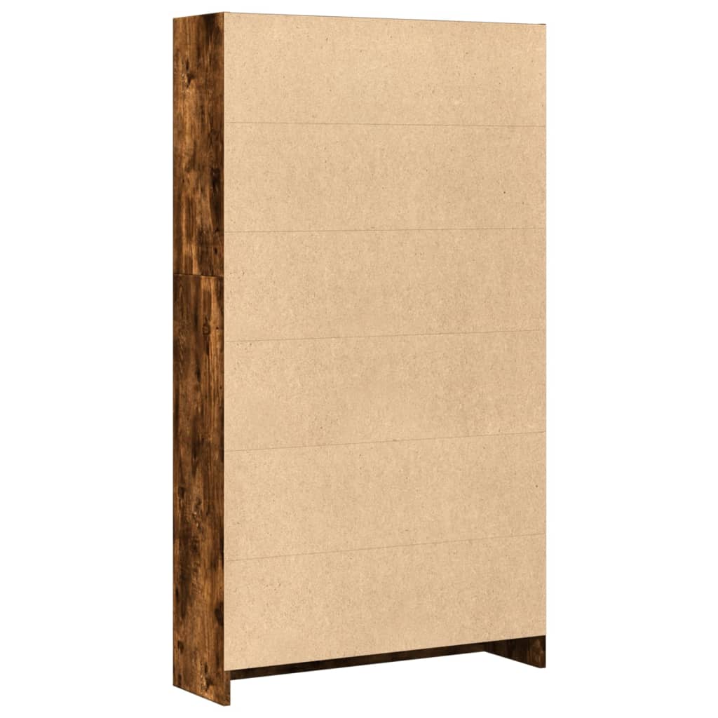 Bibliothèque chêne fumé 80x24x143 cm bois d'ingénierie - XIOS