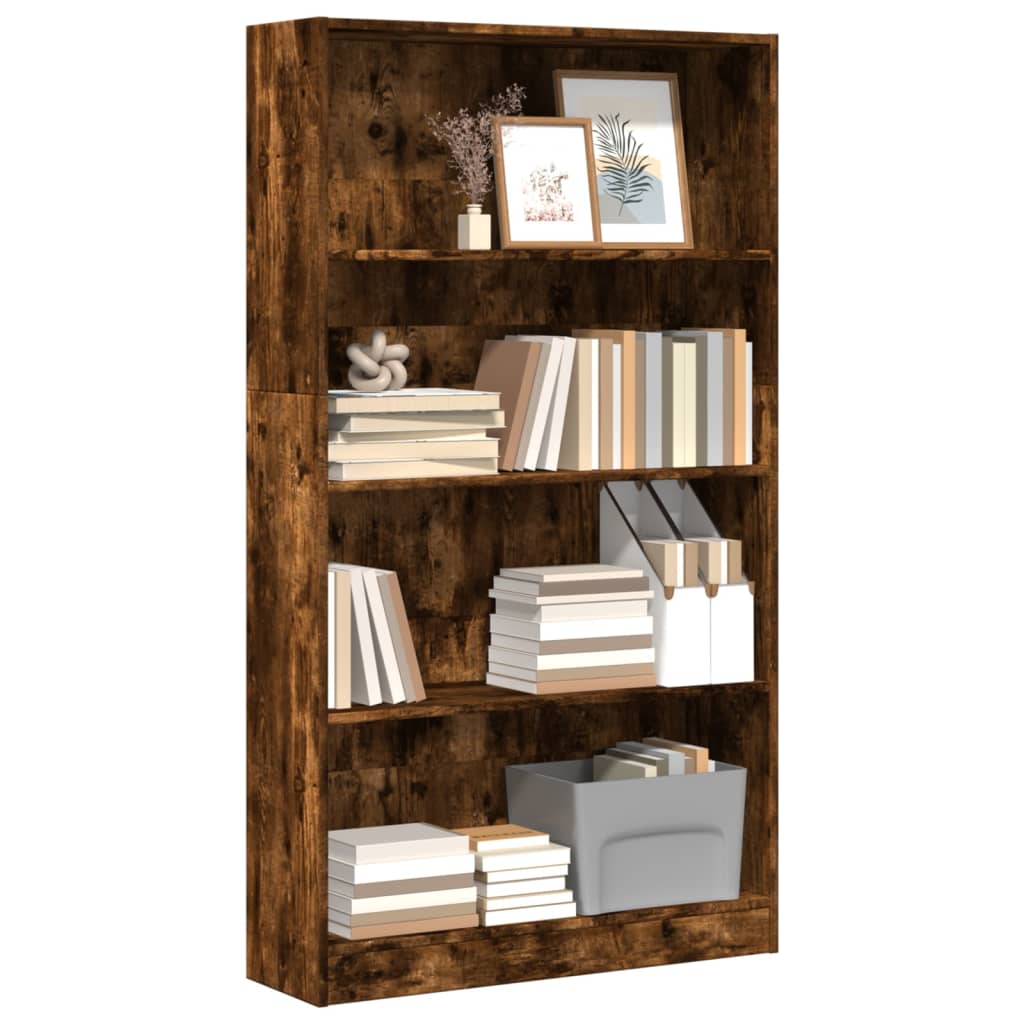 Bibliothèque chêne fumé 80x24x143 cm bois d'ingénierie - XIOS