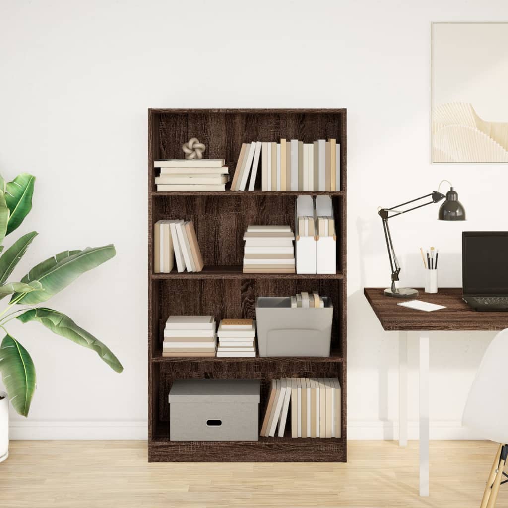 Bibliothèque chêne marron 80x24x143 cm bois d'ingénierie - XIOS