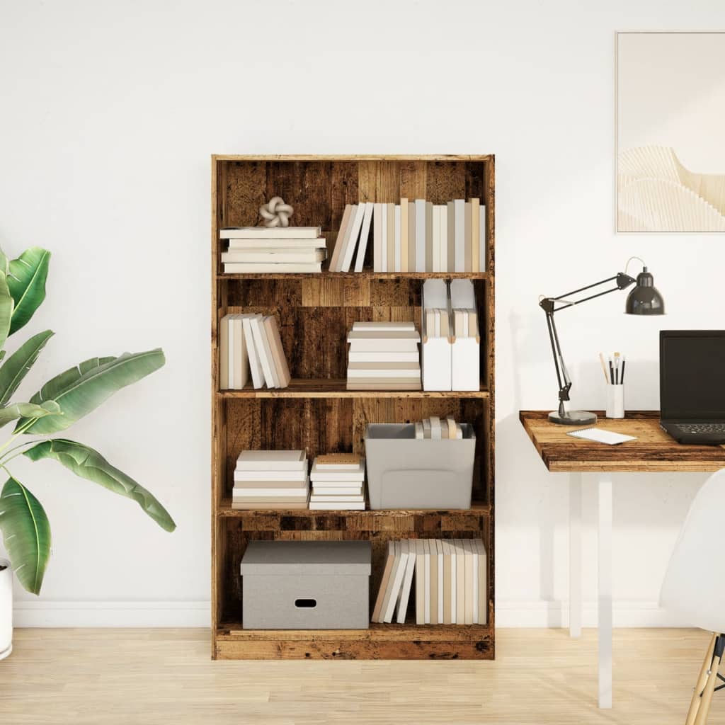 Bibliothèque vieux bois 80x24x143 cm bois d'ingénierie - XIOS