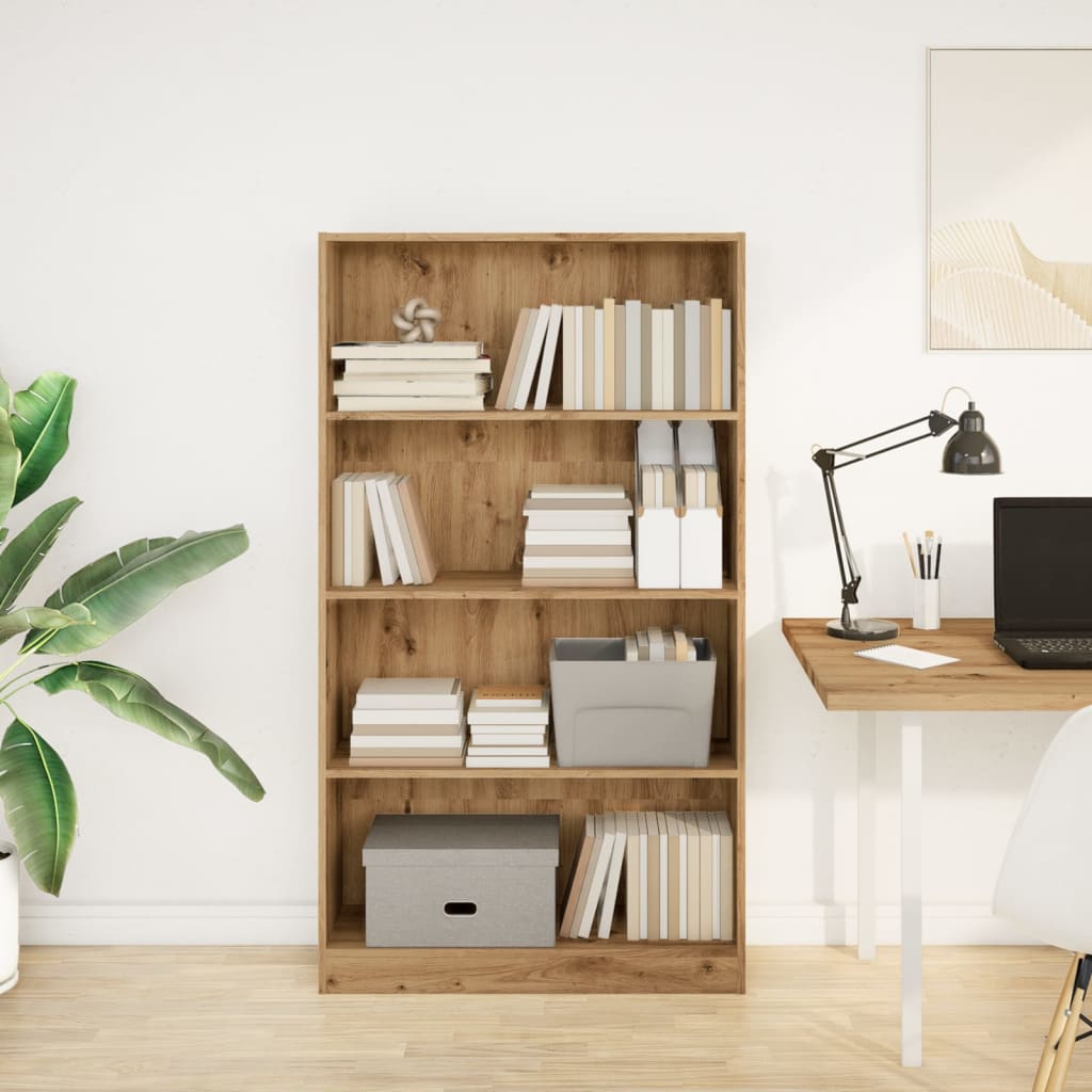 Bibliothèque chêne artisanal 80x24x143 cm bois d'ingénierie - XIOS