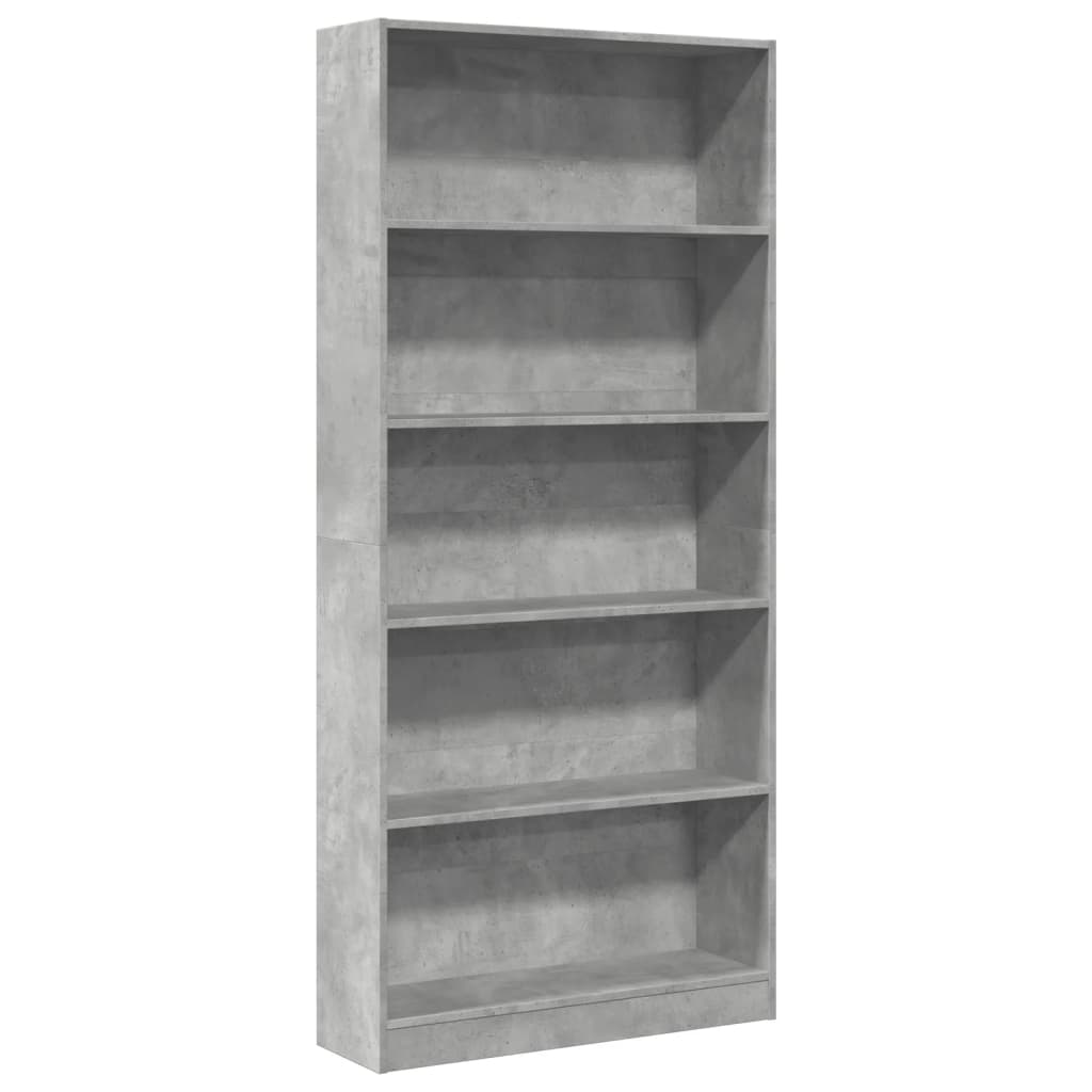 Bibliothèque gris béton 80x24x176 cm bois d'ingénierie - XIOS