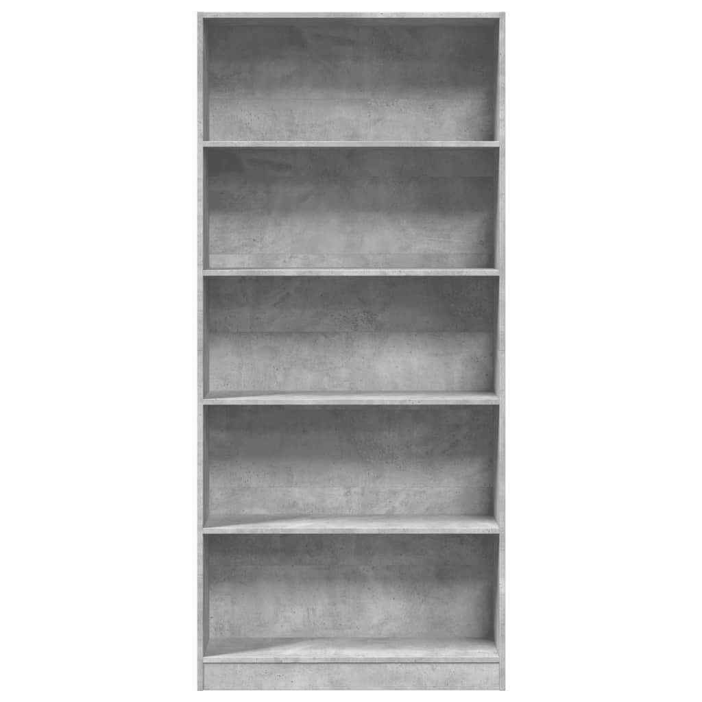 Bibliothèque gris béton 80x24x176 cm bois d'ingénierie - XIOS