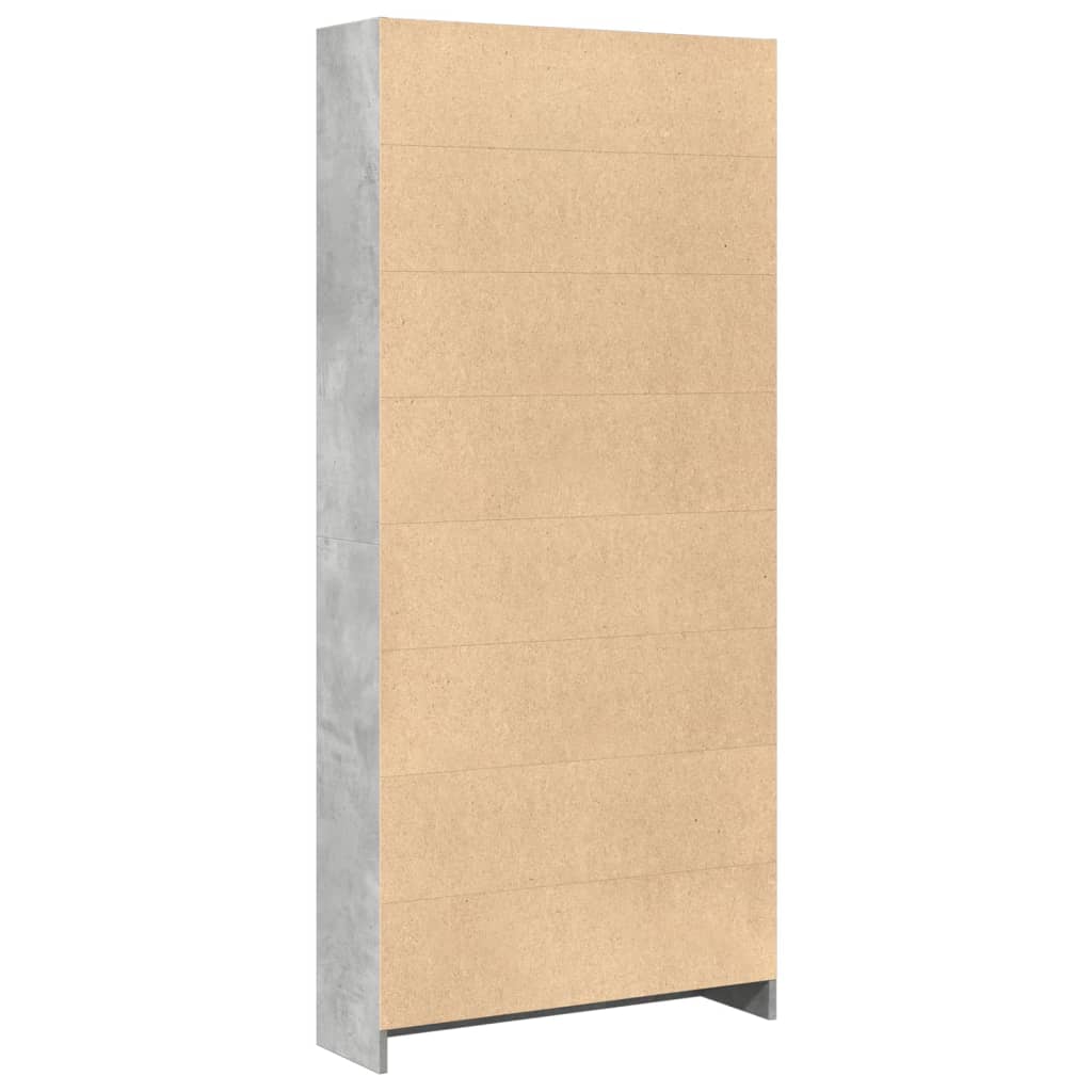 Bibliothèque gris béton 80x24x176 cm bois d'ingénierie - XIOS