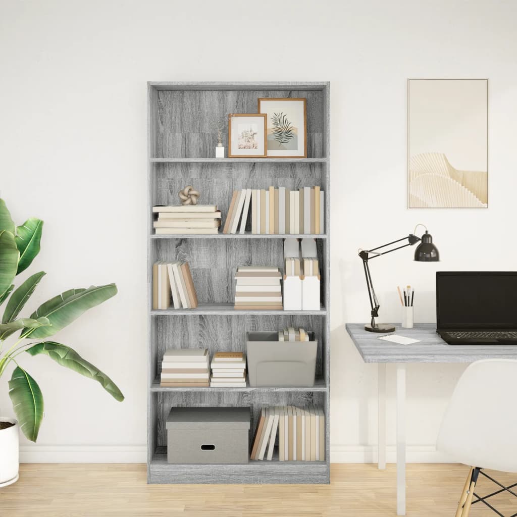 Bibliothèque sonoma gris 80x24x176 cm bois d'ingénierie - XIOS