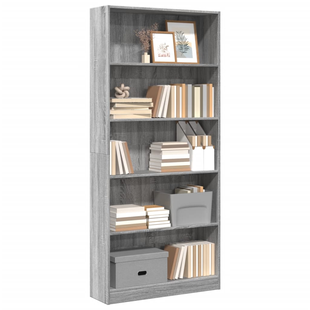 Bibliothèque sonoma gris 80x24x176 cm bois d'ingénierie - XIOS