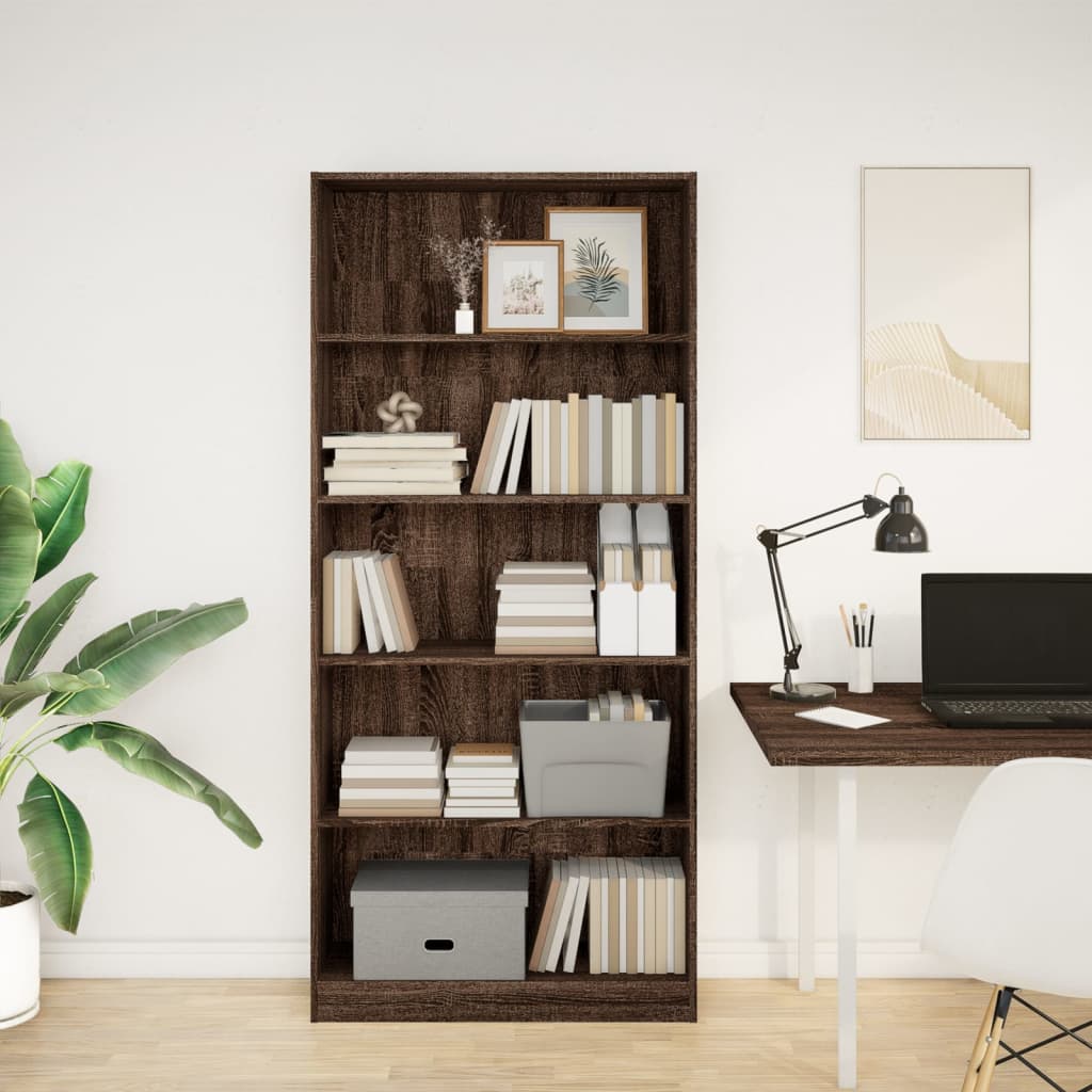 Bibliothèque chêne marron 80x24x176 cm bois d'ingénierie - XIOS