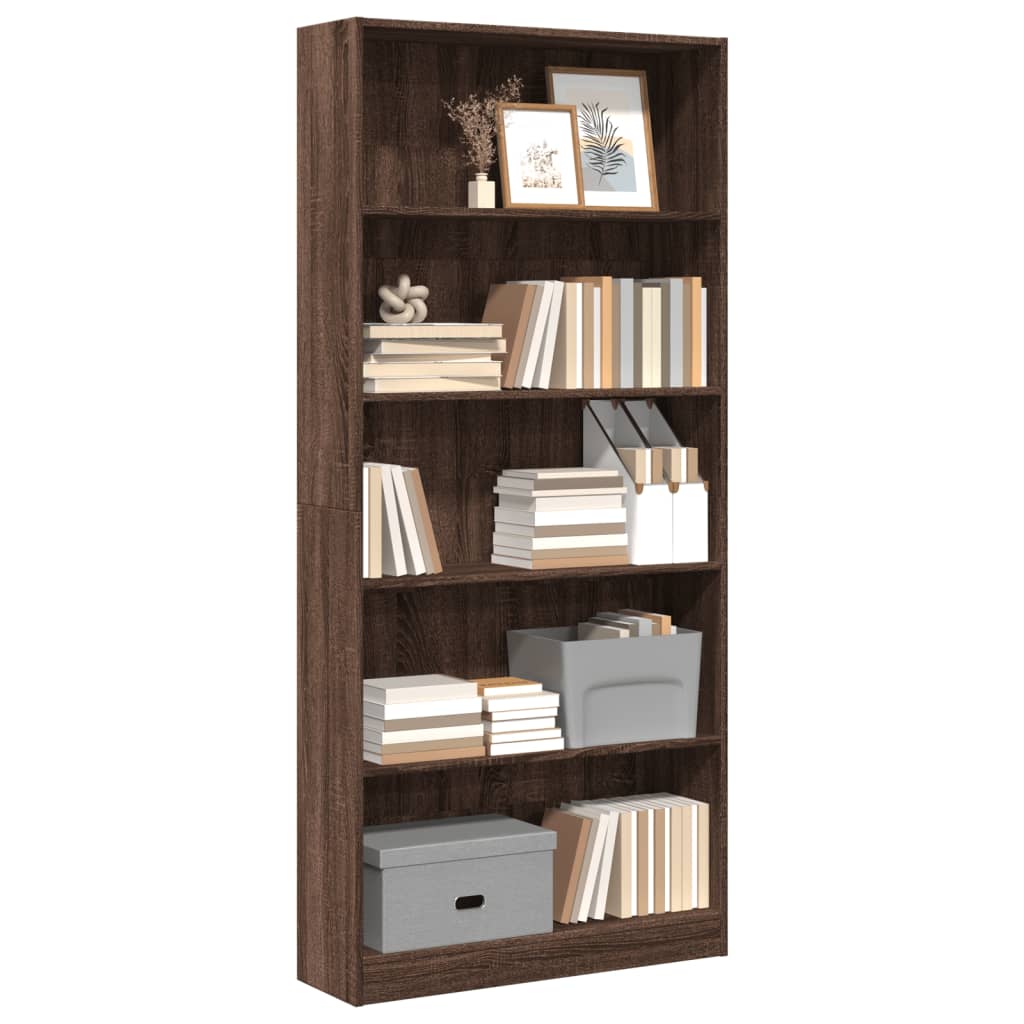Bibliothèque chêne marron 80x24x176 cm bois d'ingénierie - XIOS